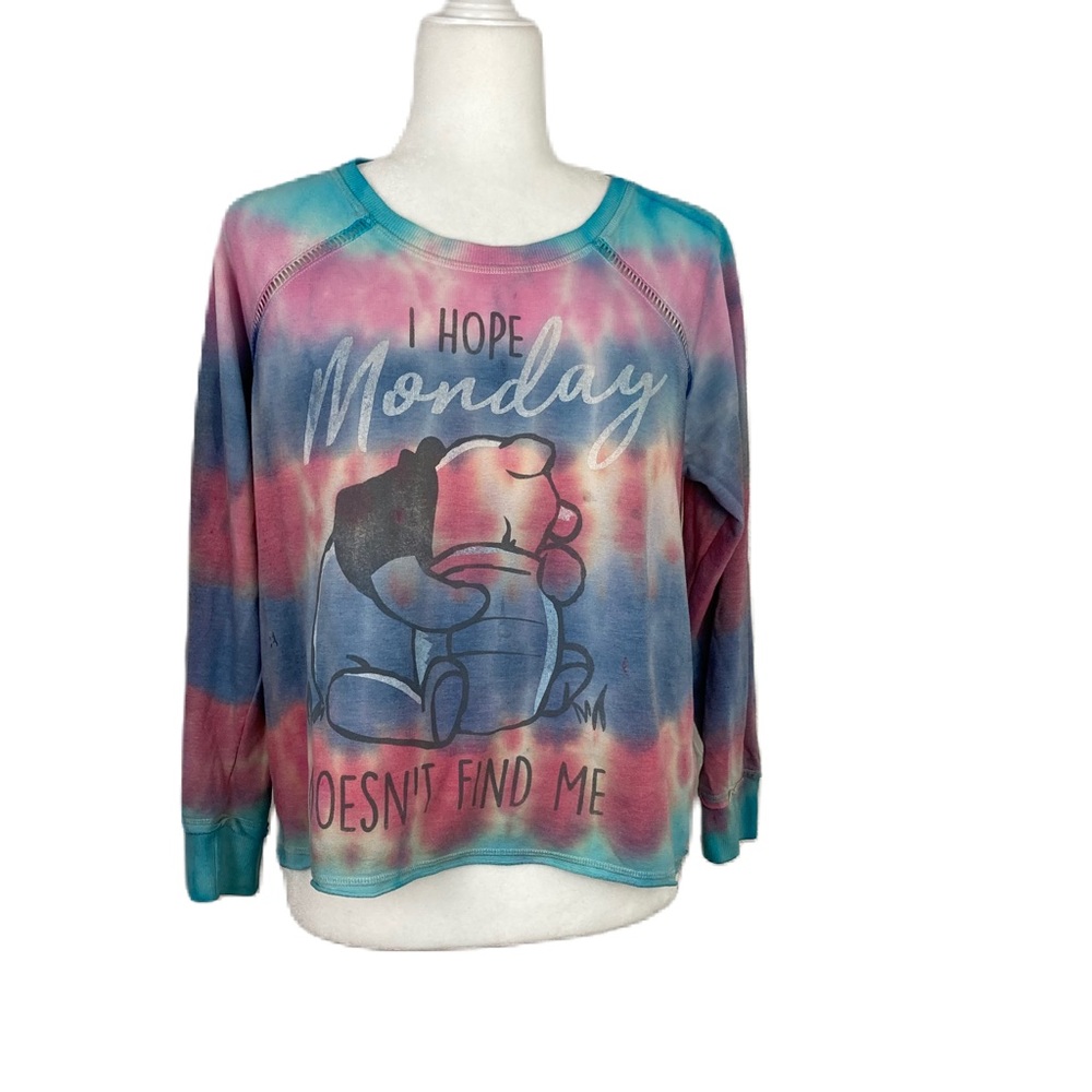 EYC Disney Winnie the Pooh I Hope Monday Doesn't Find Me Sleepwear Tye dye Top S